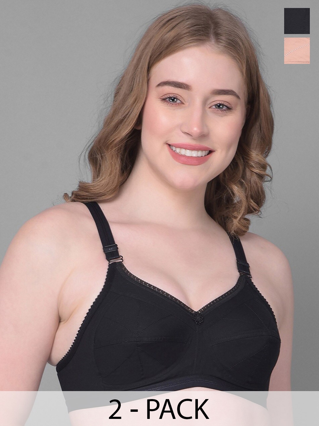 

Dollar Missy Pack Of 2 Full Coverage All Day Comfort Cotton Everyday Bras, Black