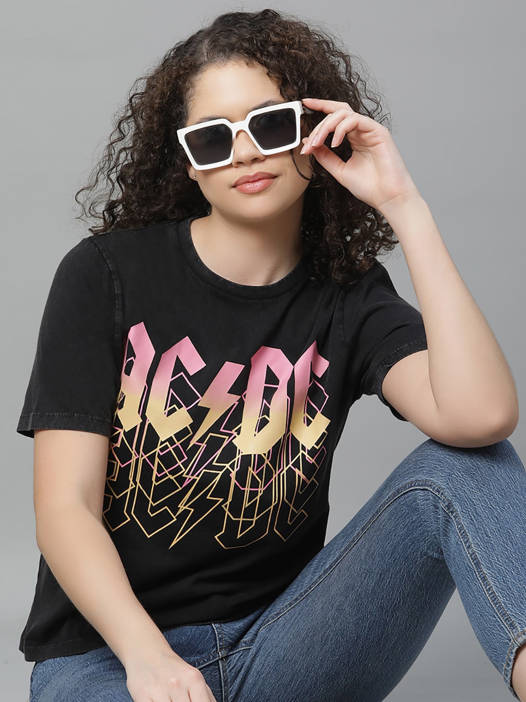 

Free Authority ACDC Printed Relax Fit T-shirt, Black
