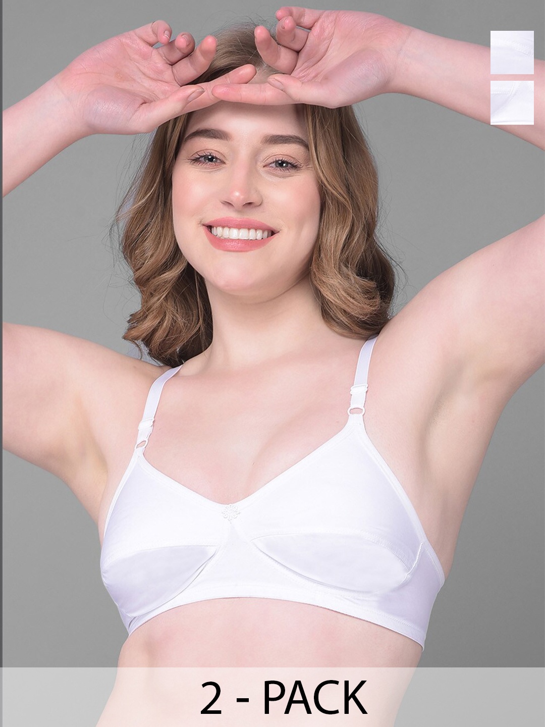 

Dollar Missy Pack Of 2 Full Coverage All Day Comfort Cotton Everyday Bras, White