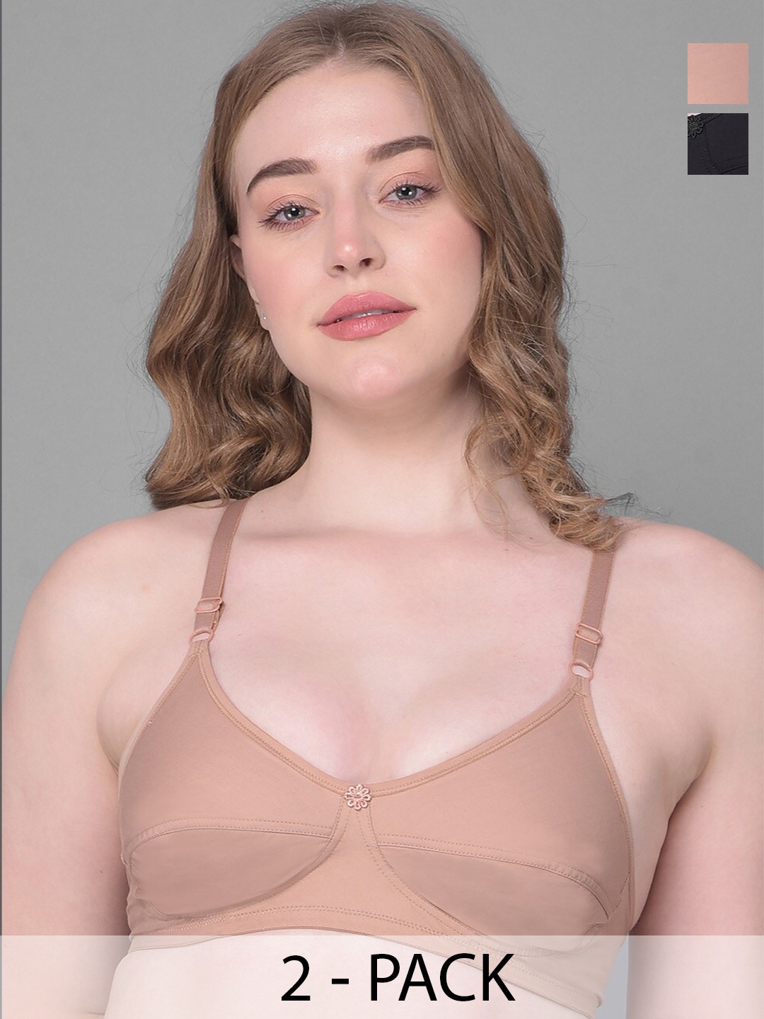

Dollar Missy Pack Of 2 Full Coverage All Day Comfort Cotton Everyday Bras, Black