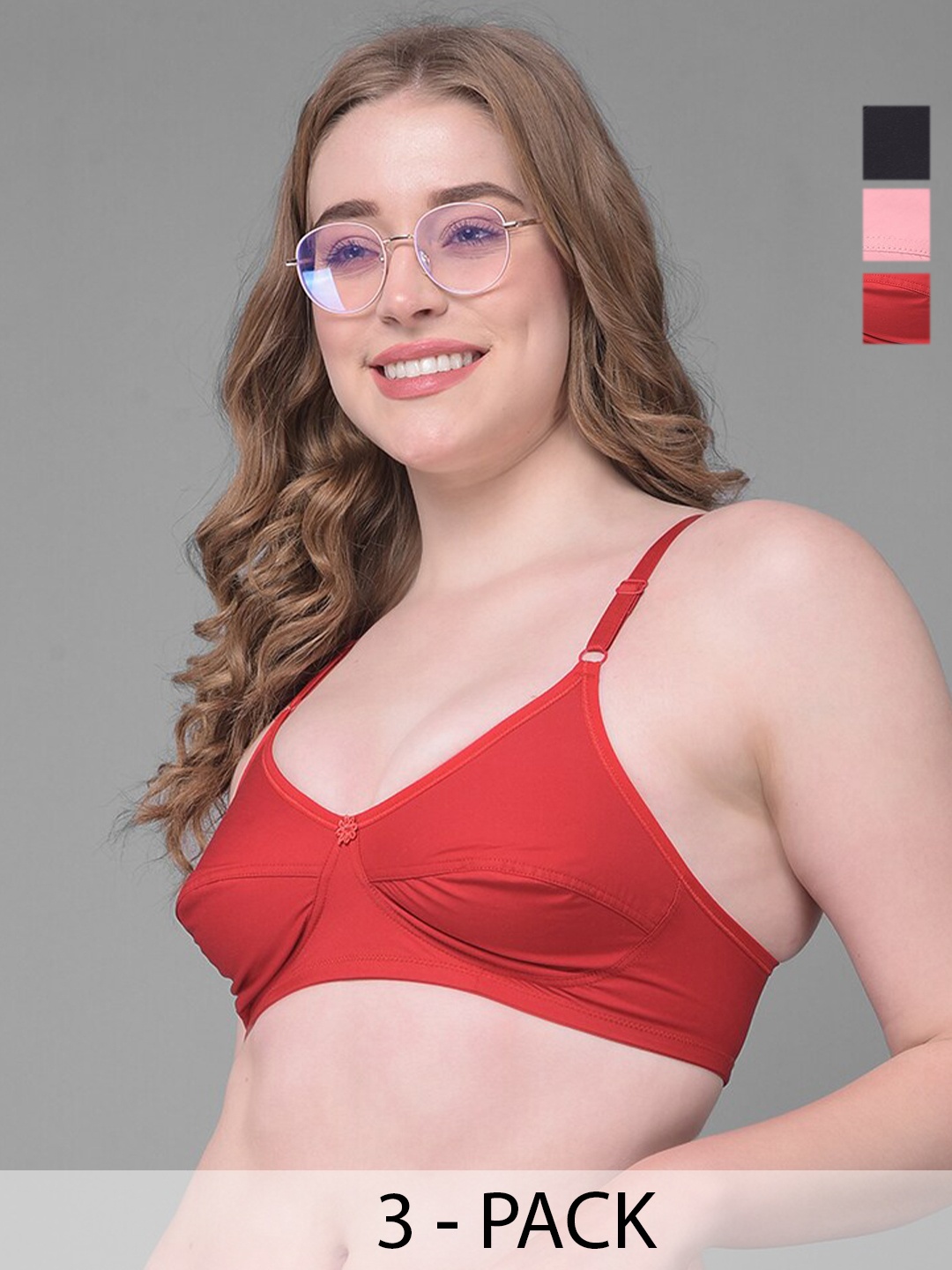 

Dollar Missy Pack of 5 Full Coverage Everyday Bras With All Day Comfort, Pink