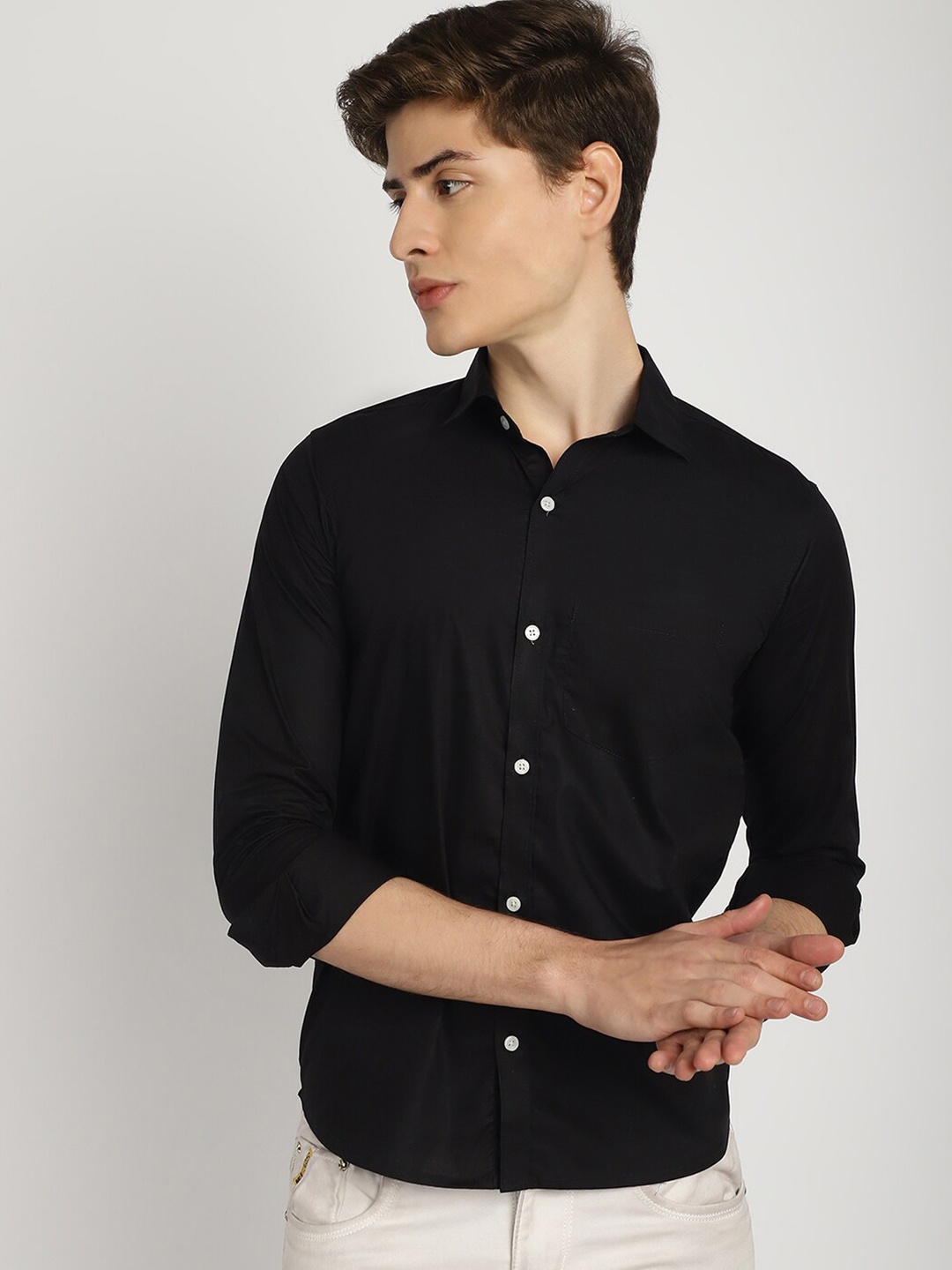 

Frempy Slim Fit Cotton Casual Shirt, Black