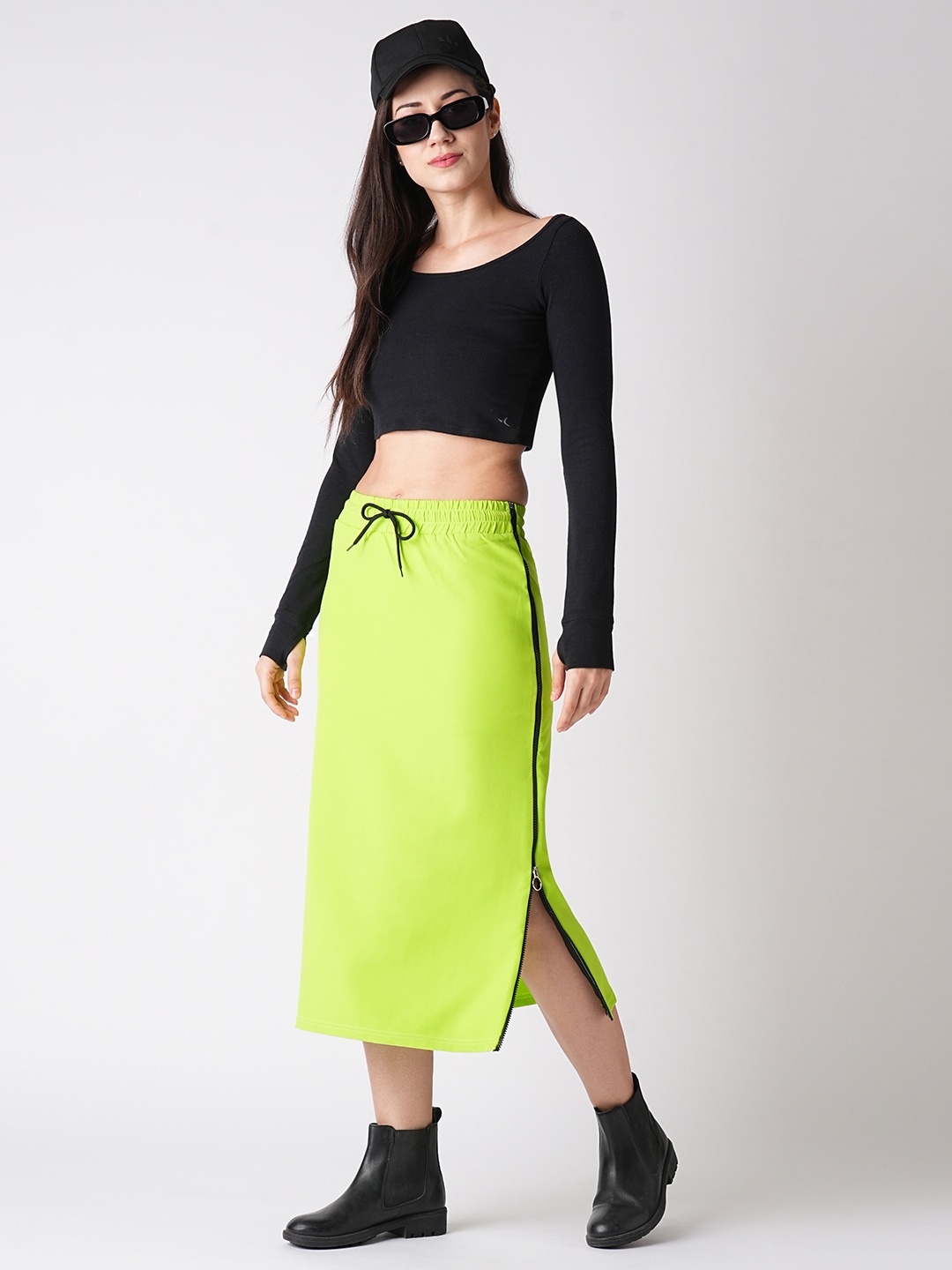 

Globus Tie-Ups Straight Midi Skirt, Green