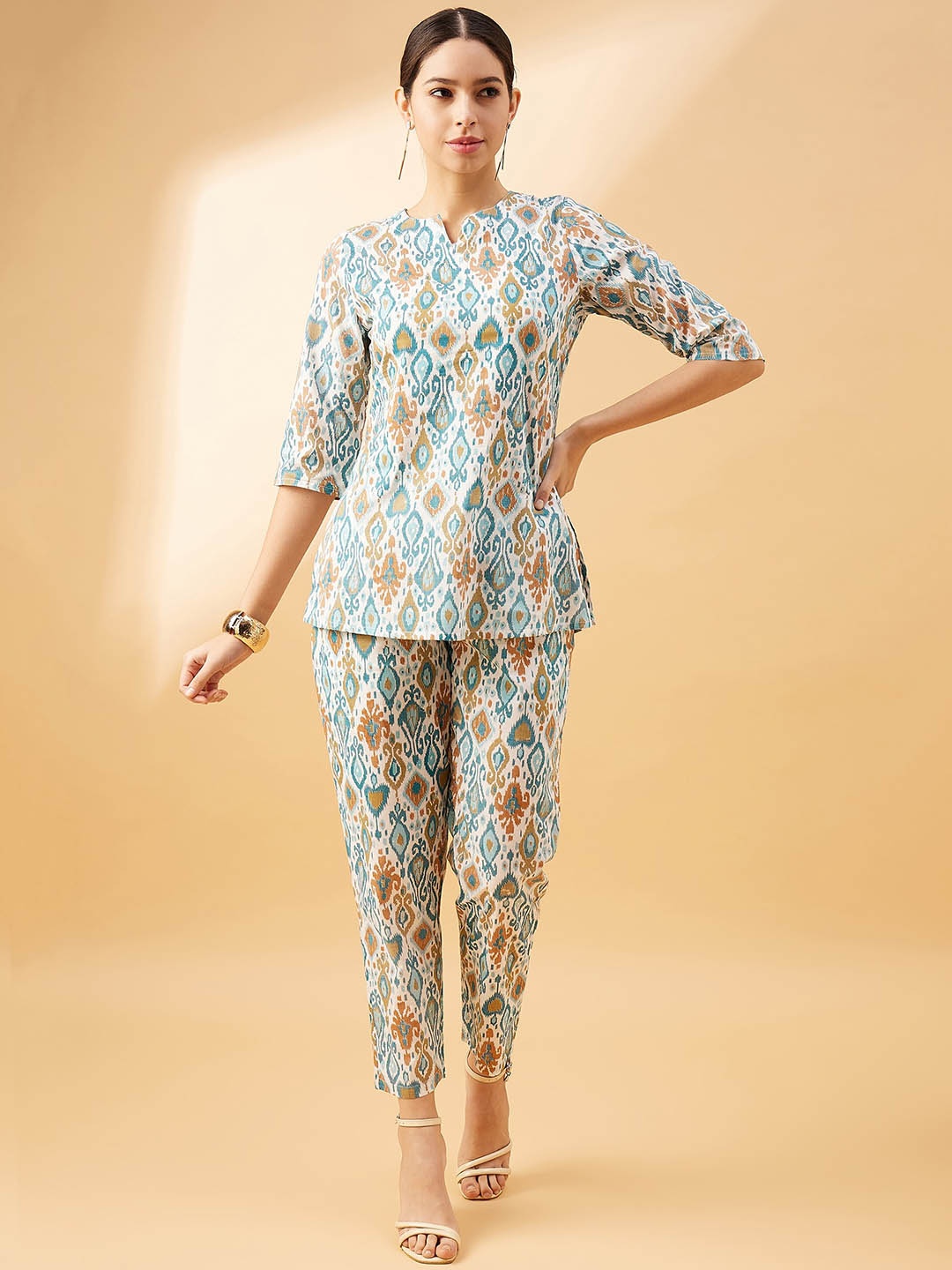 

all about you Ethnic Motifs Printed Tunic & Trouser, Turquoise blue