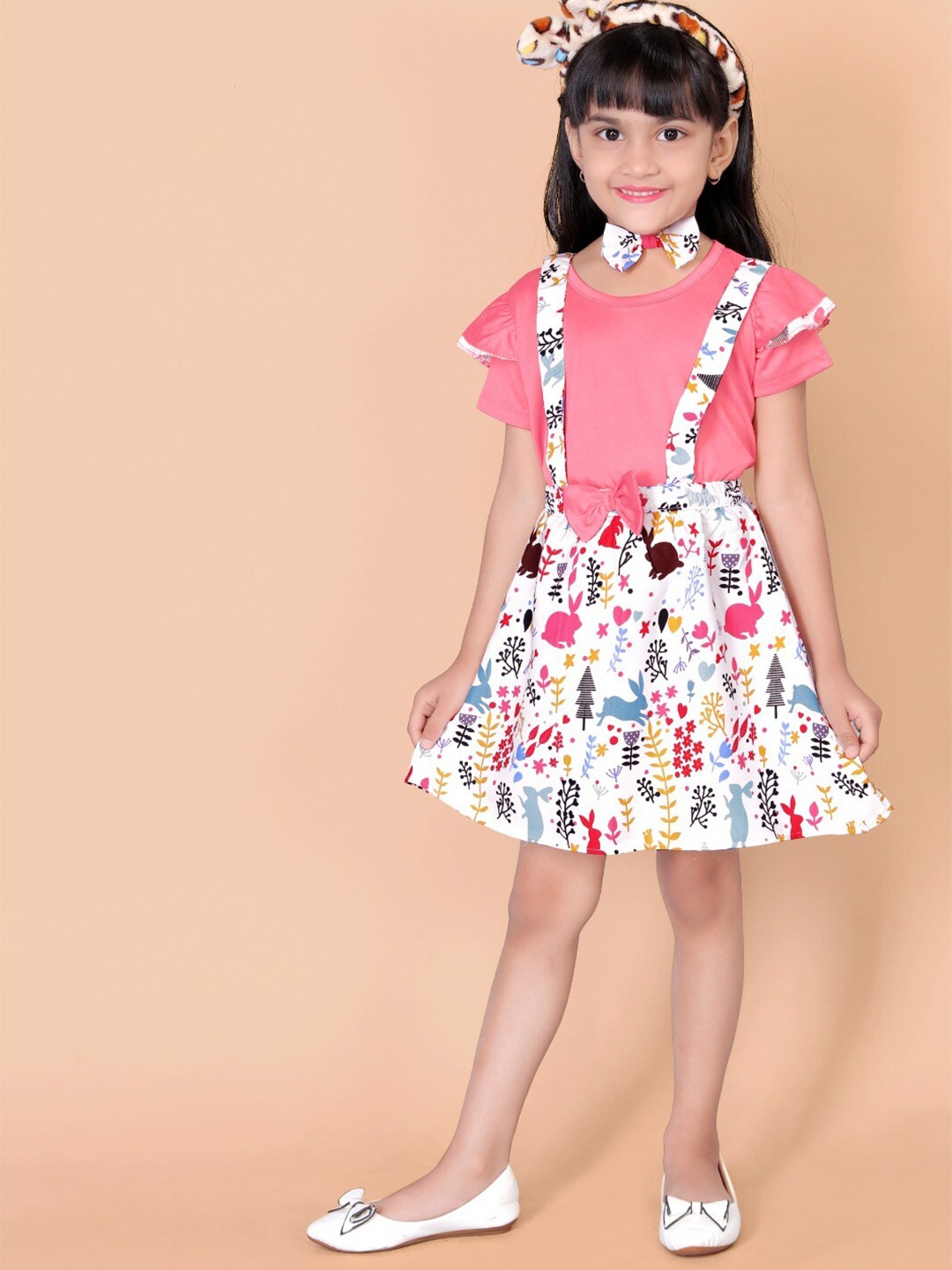 

BAESD Girls Printed Top with Skirt, Pink