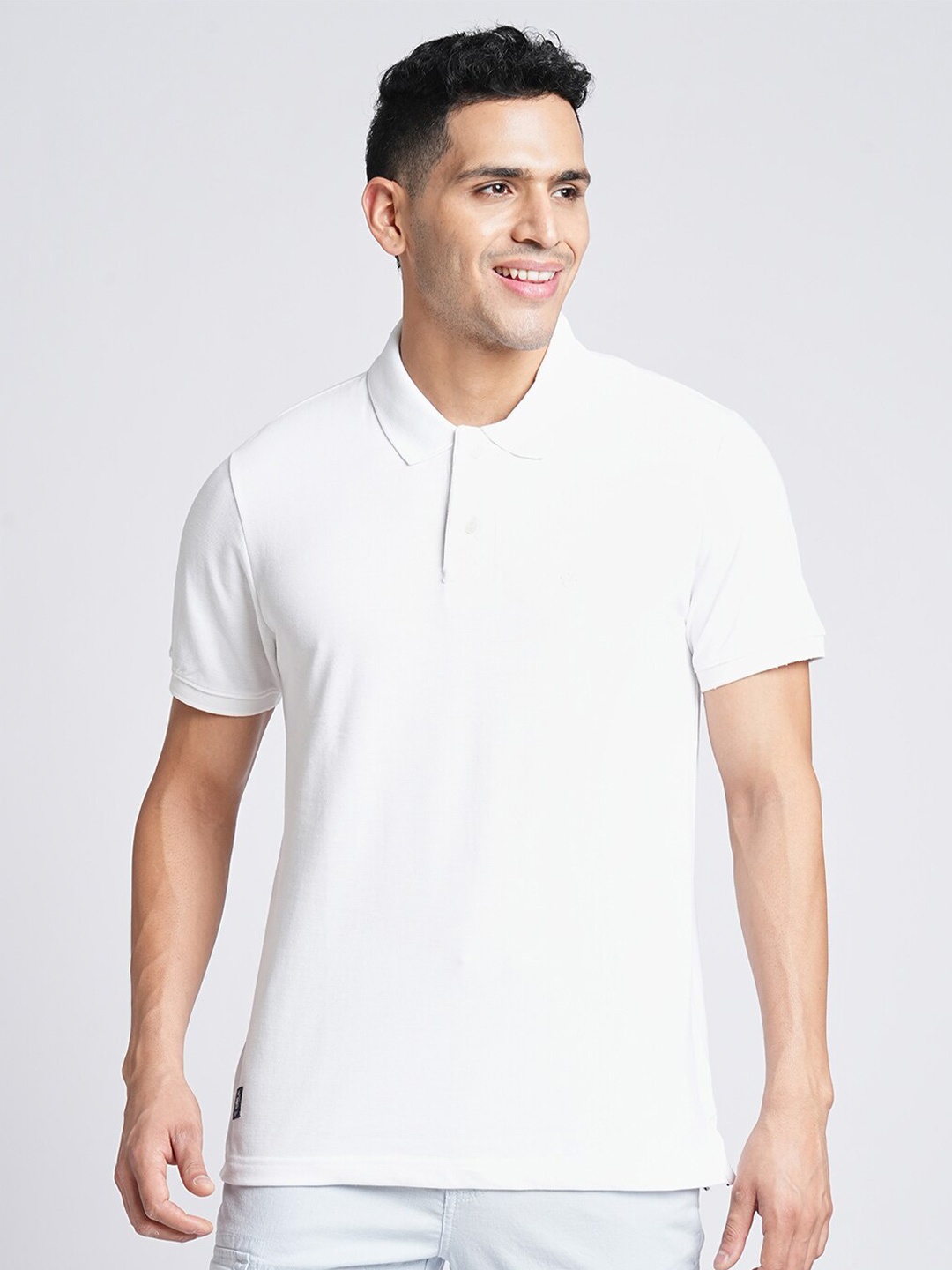 

Blue Buddha Polo Collar Cotton T-shirt, White