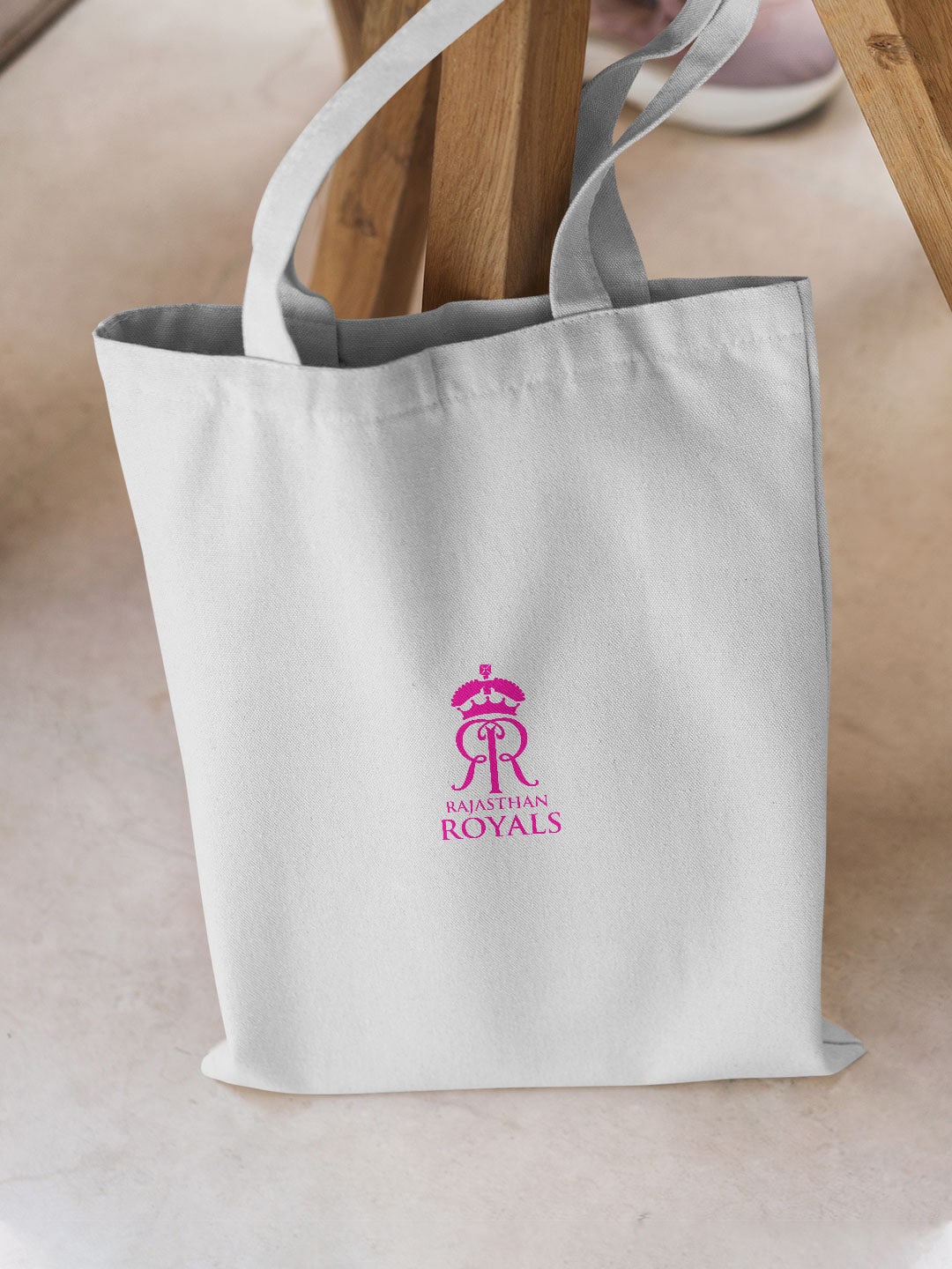 

FanCode Unisex Rajasthan Royals Printed Canvas Shopper Tote Bag, White