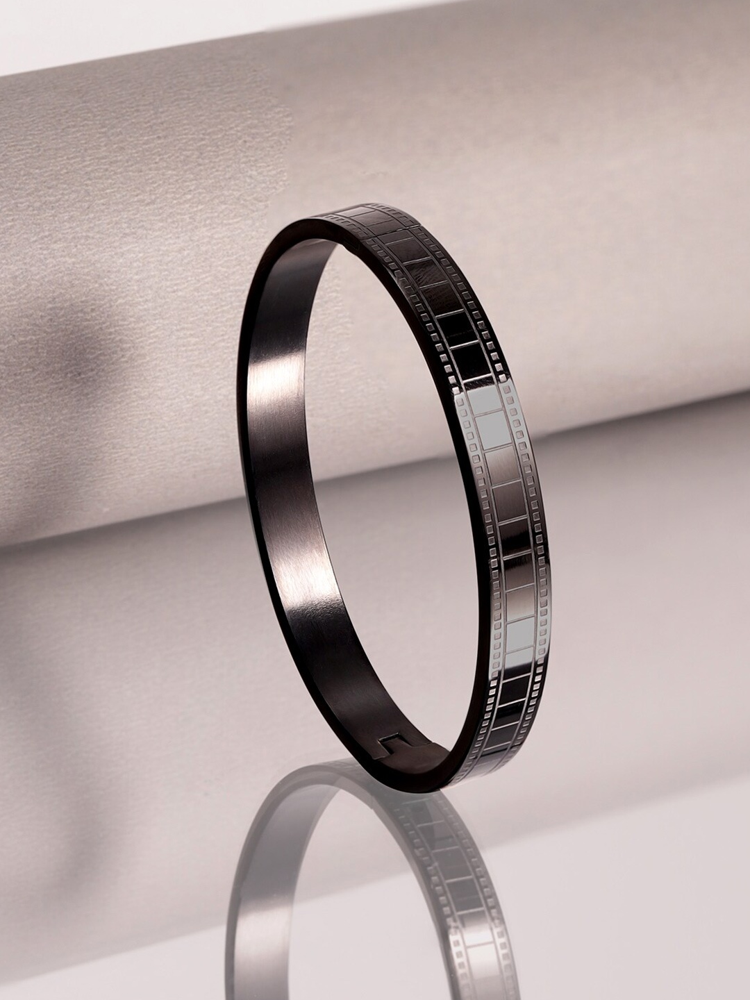 

Roadster Men Black Stainless Steel Tarnish-Free Waterproof Kada Bracelet