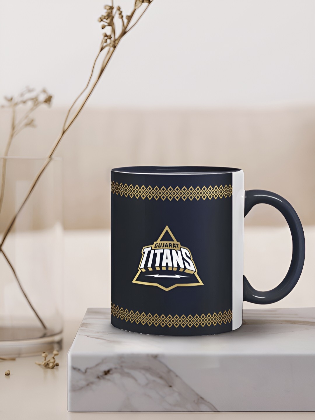 

FanCode Gold & Navy Blue Printed Ceramic Mug 325 ml