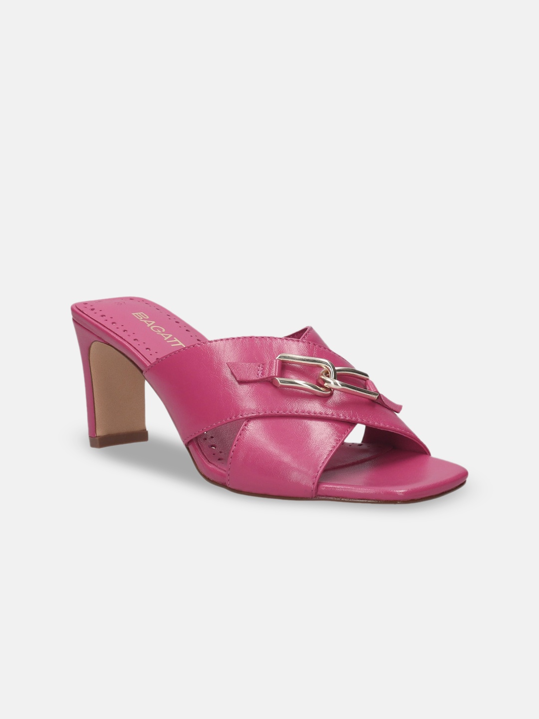 

BAGATT Jaya Embellished Leather Block Heels, Pink