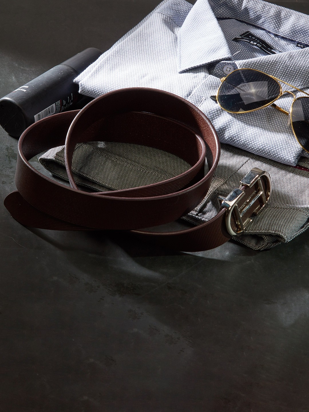 

KEZRO Men Textured Leather Belt, Brown