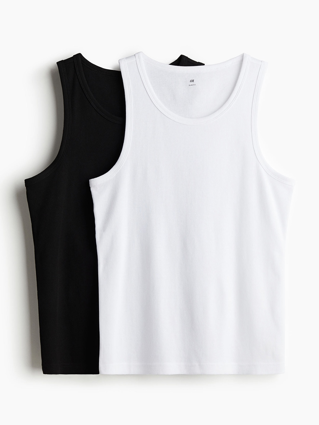 

H&M 2-Pack Slim Fit Ribbed Vest Tops, Black