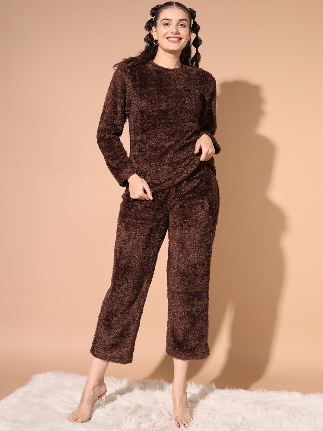 

BAESD Round Neck Sweater With Trousers, Brown