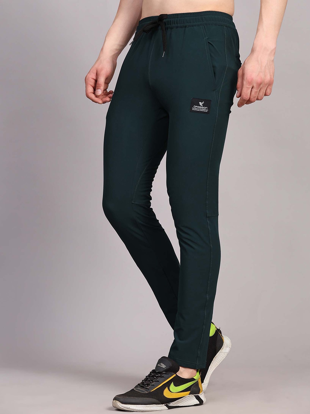 Dpassion Men Rapid-Dry Running Track Pants, Green