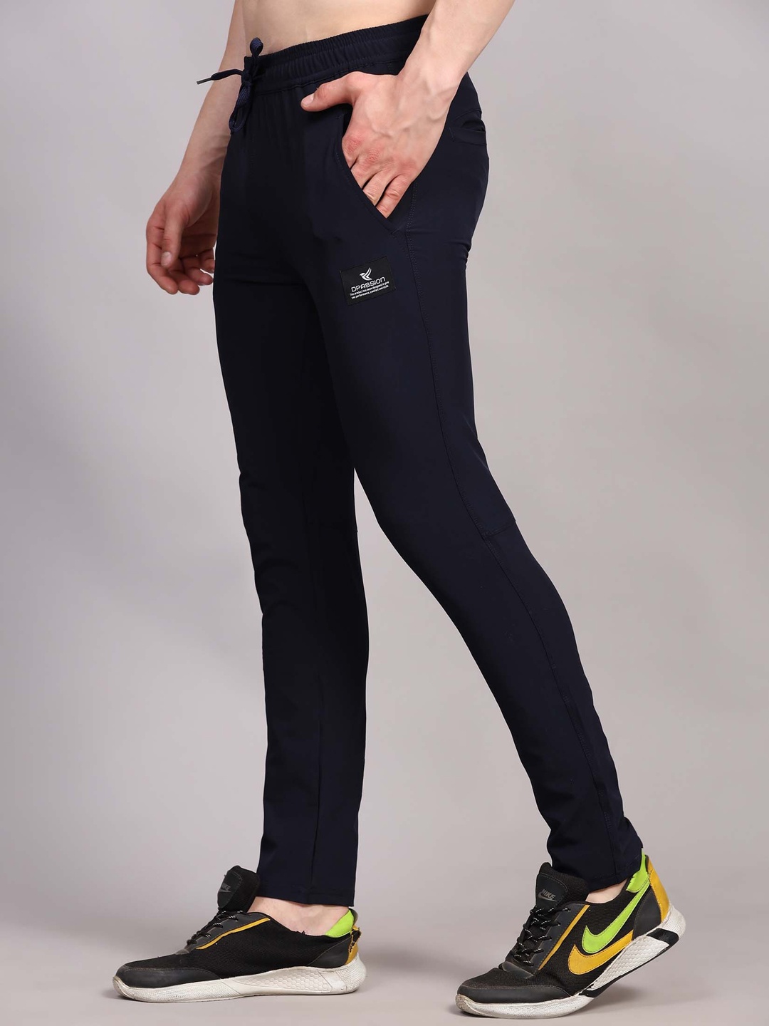 Dpassion Men Rapid-Dry Regular-Fit Running Track Pants, Navy blue