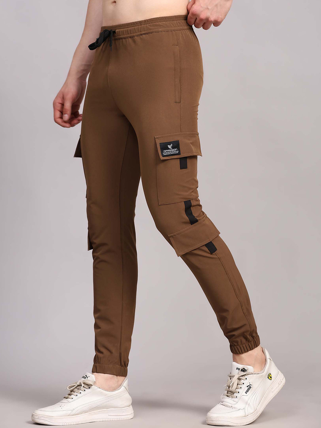 

Dpassion Men Rapid-Dry Regular-Fit Running Track Pants, Brown