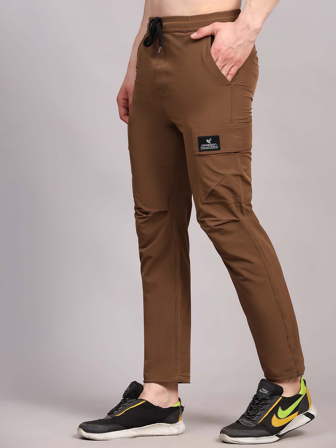 

Dpassion Men Rapid-Dry Regular-Fit Running Track Pants, Brown