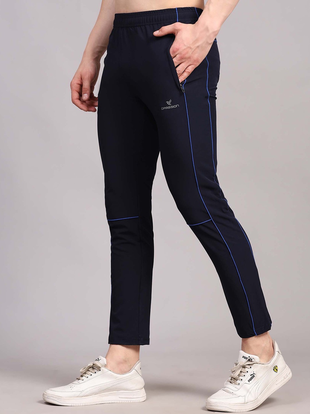 

Dpassion Men Rapid-Dry Regular-Fit Running Track Pants, Navy blue