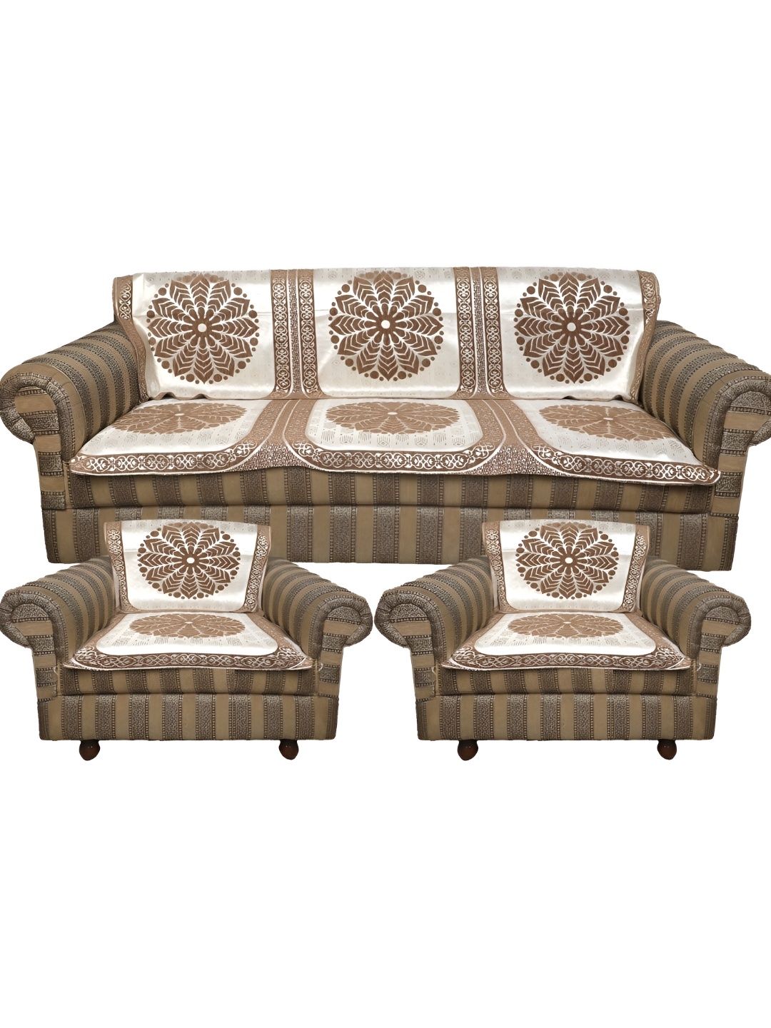 

TANLOOMS Brown & Grey 6 Pcs Velvet 5 Seater Sofa Cover