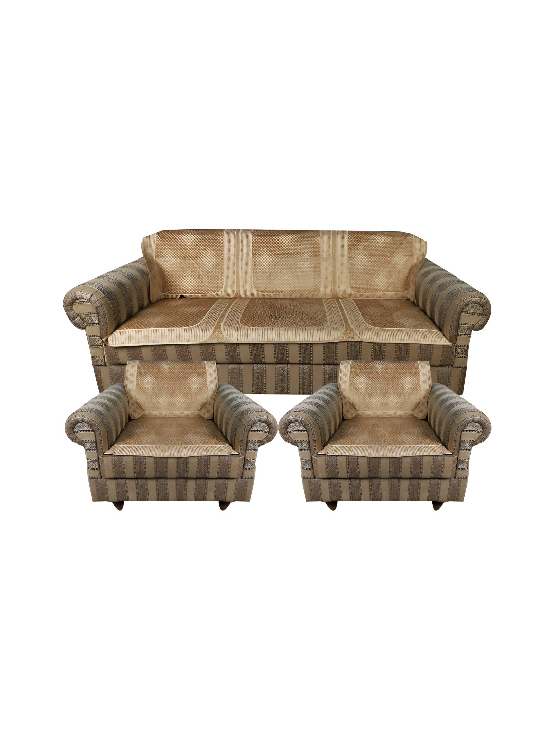 

TANLOOMS Gold-Toned 6 Pieces Velvet 5 Seater Sofa Cover Without Arms