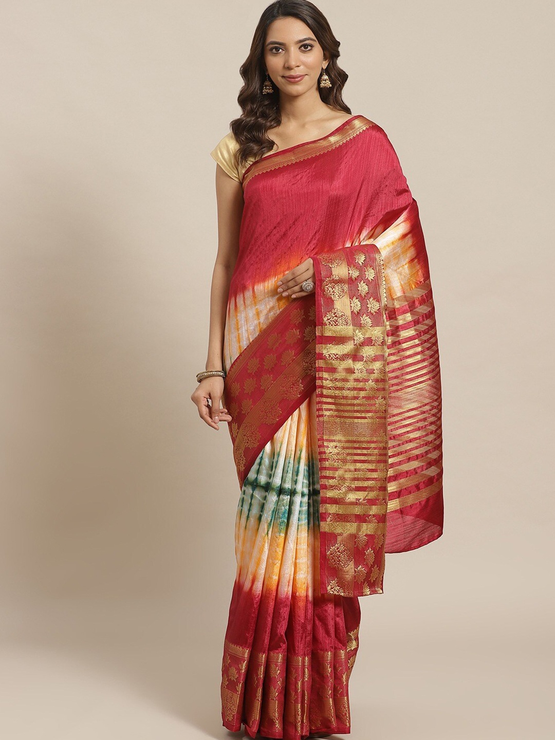 

HRITIKA Woven Design Zari Saree, Maroon