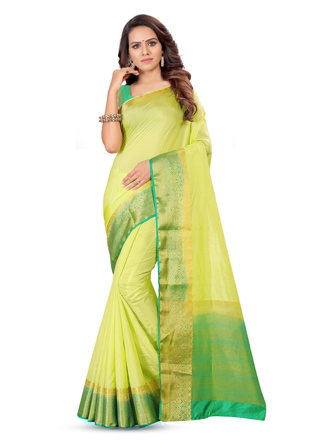 

HRITIKA Zari Woven Design Saree, Green