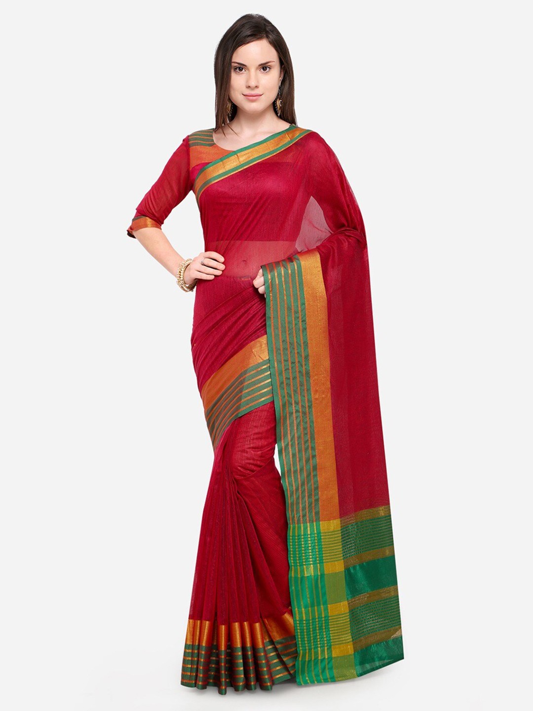 

HRITIKA Zari Woven Design Saree, Red