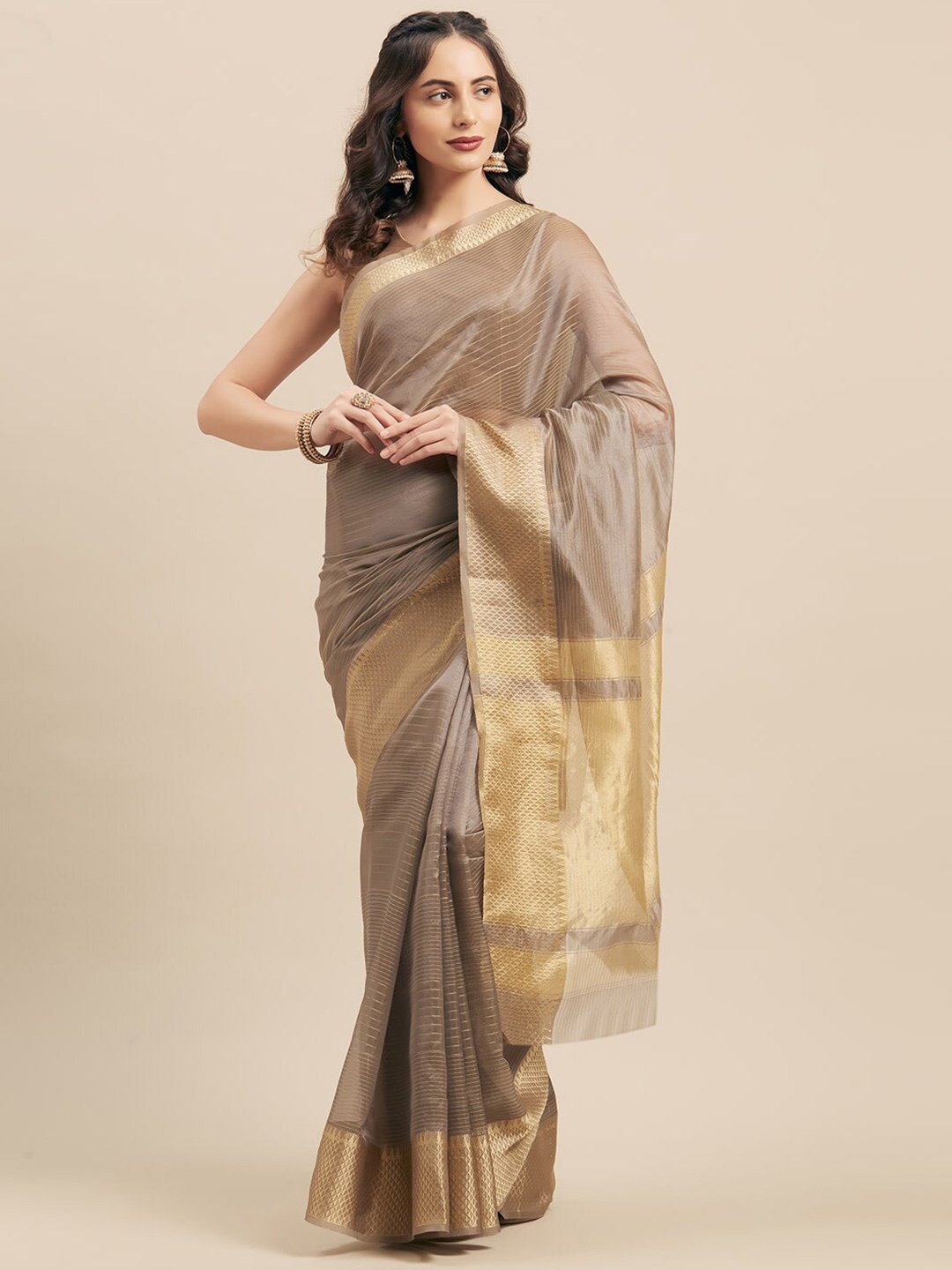 

KALINI Woven Design Zari Art Silk Saree, Grey