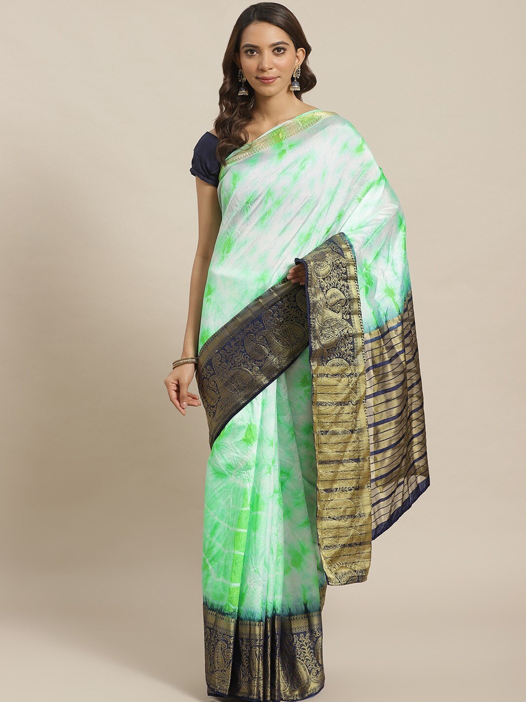 

KALINI Ombre Dyed Zari Saree, Green