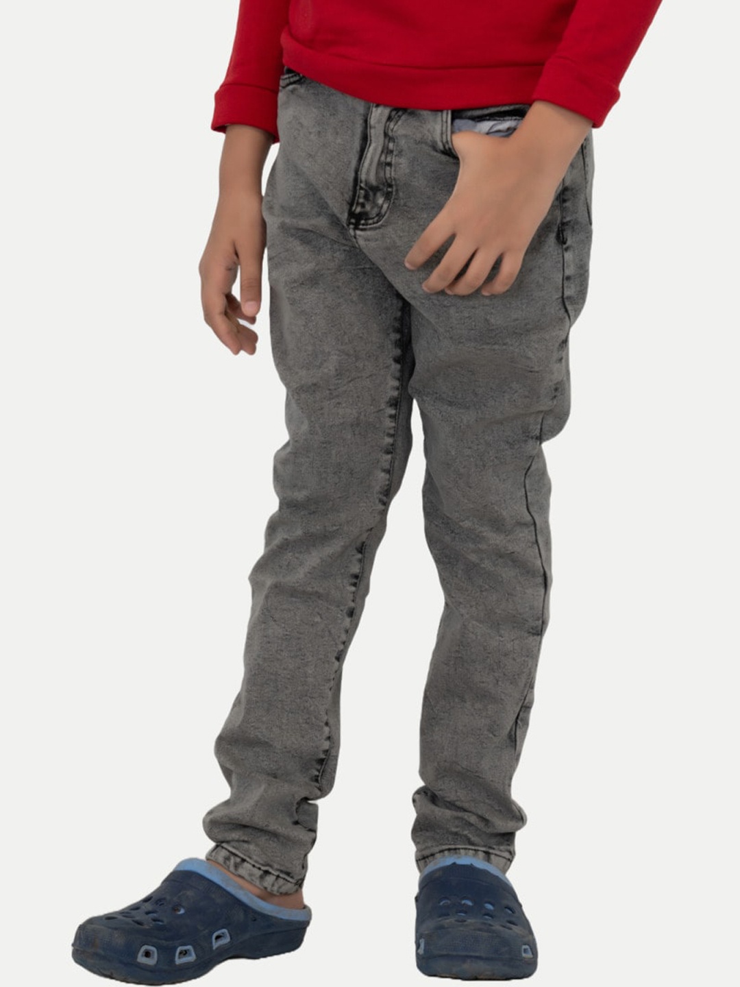 

BAESD Boys Mid Rise Clean Look Cotton Jeans, Grey