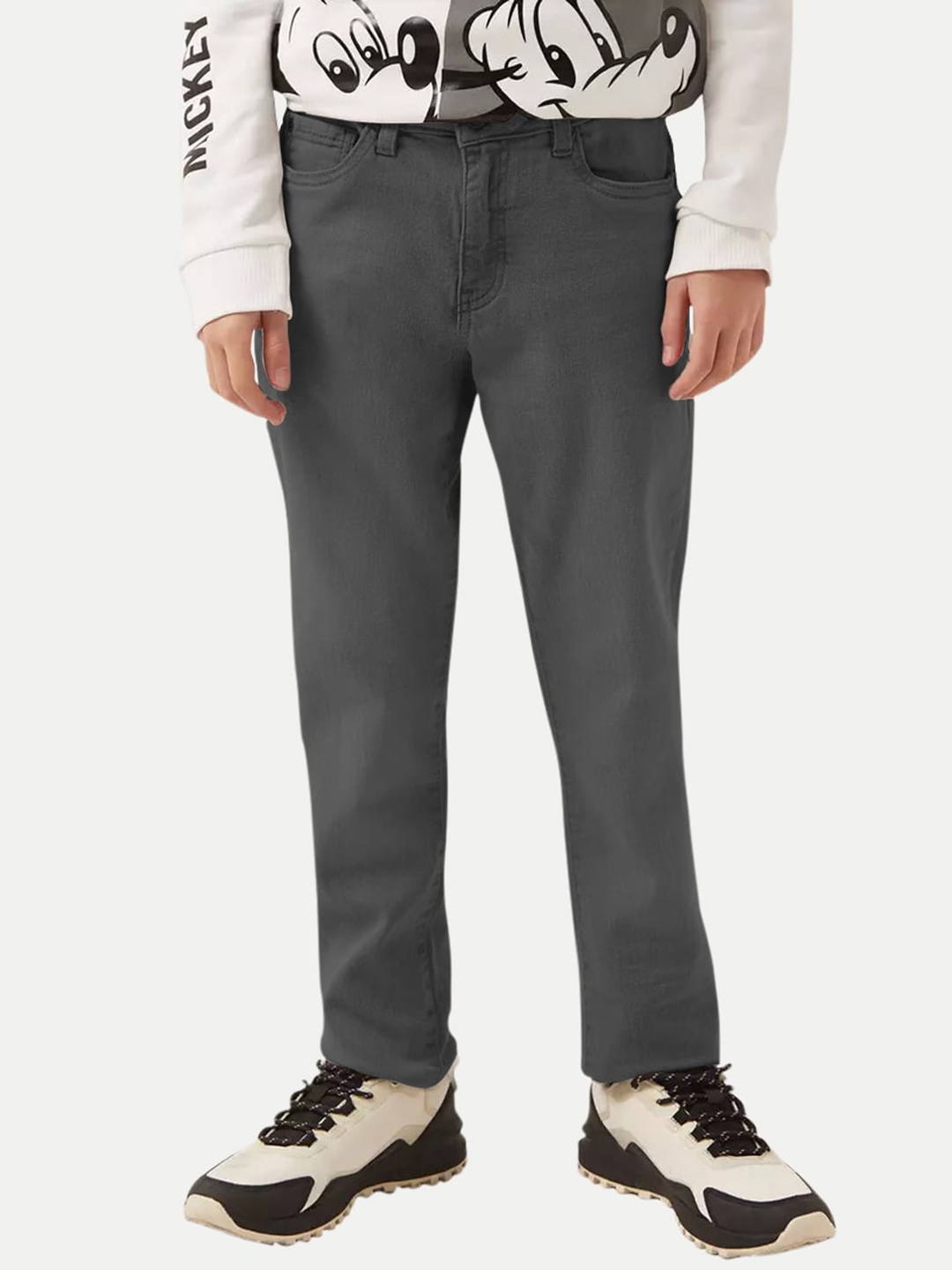 

BAESD Boys Mid Rise Clean Look Cotton Jeans, Grey