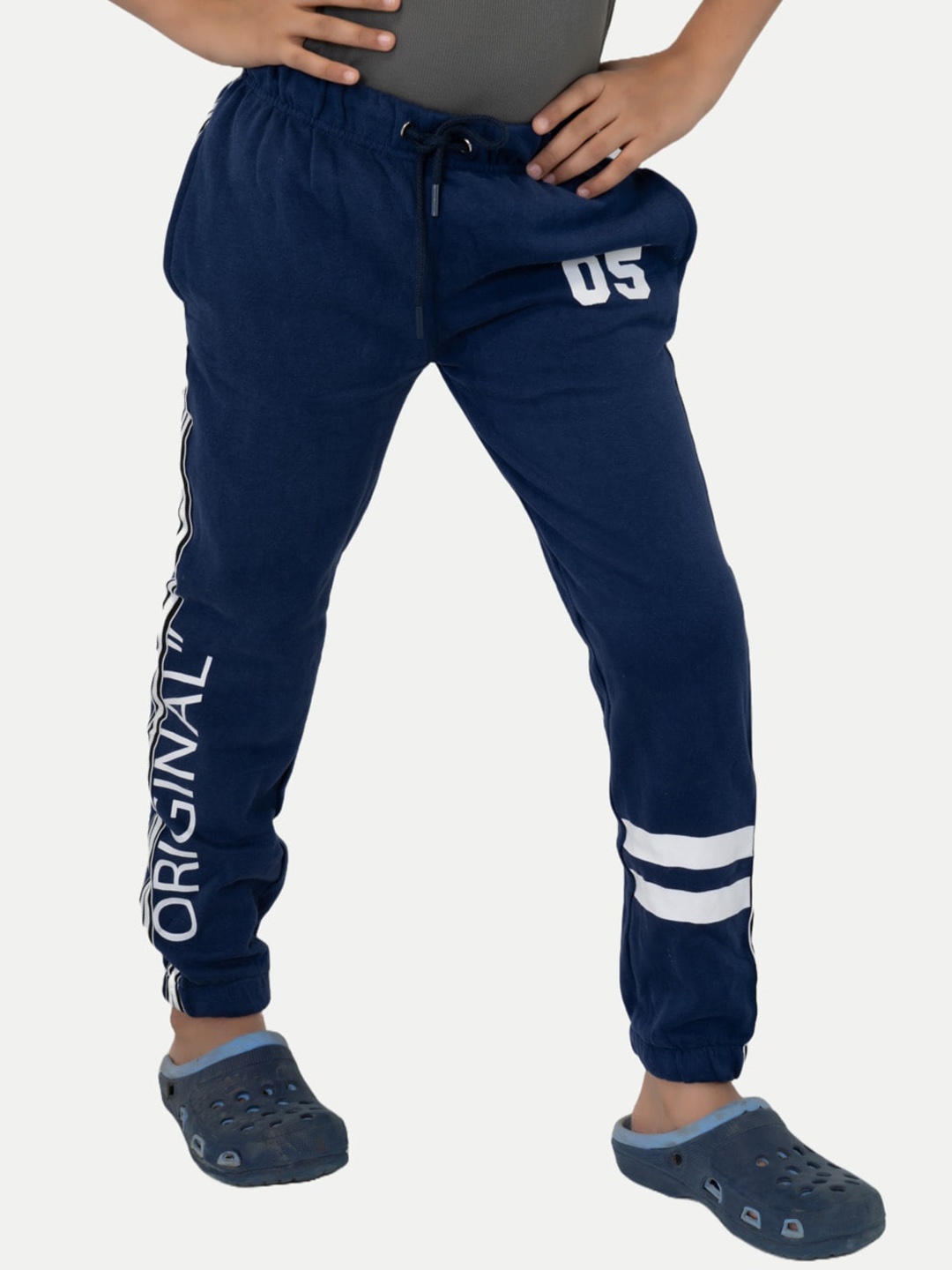 

BAESD Boys Typography Printed Cotton Jogger, Navy blue