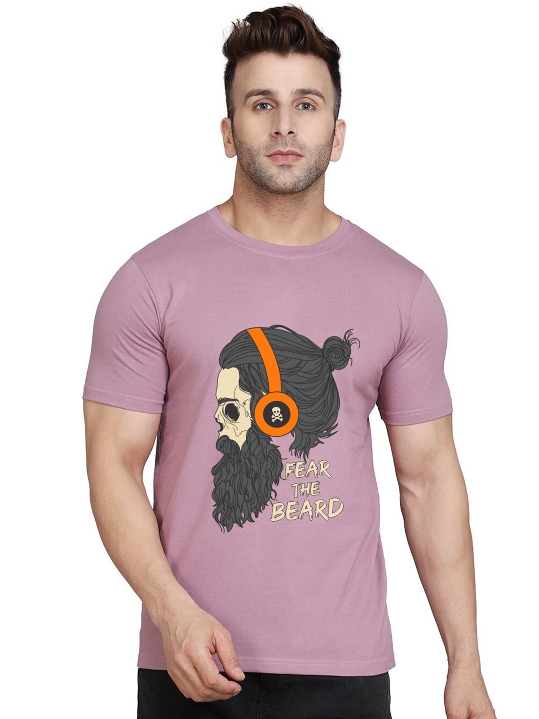 SLOWLORIS Bio Wash Graphic Printed Cotton T-Shirt, Purple