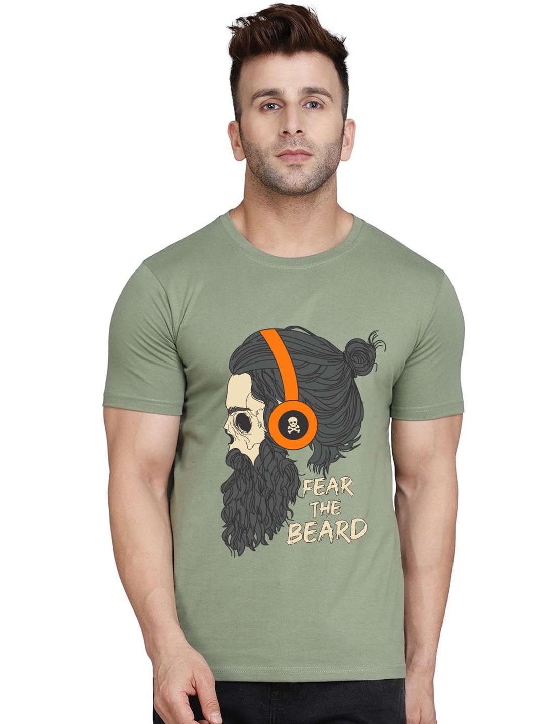 SLOWLORIS Bio Wash Graphic Printed Cotton T-Shirt, Green