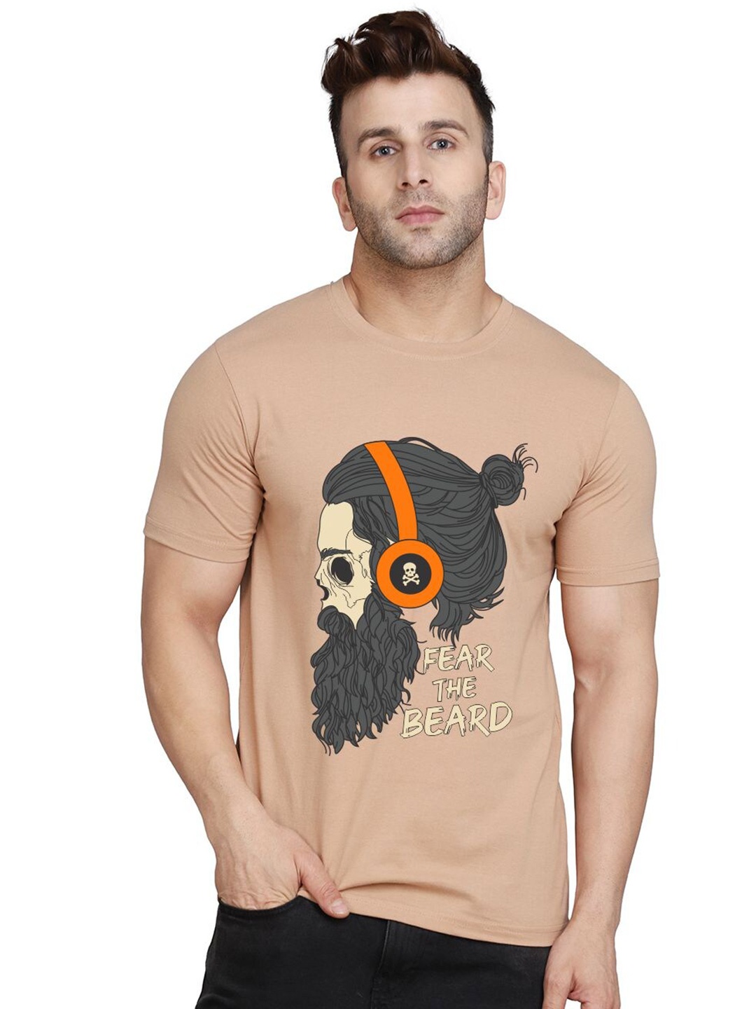 

SLOWLORIS Bio Wash Graphic Printed Cotton T-Shirt, Rust