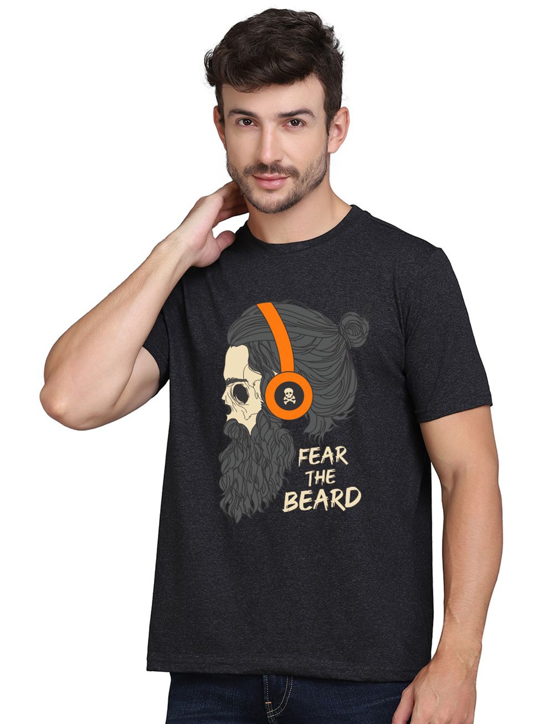 

SLOWLORIS Bio Wash Graphic Printed Cotton T-Shirt, Black