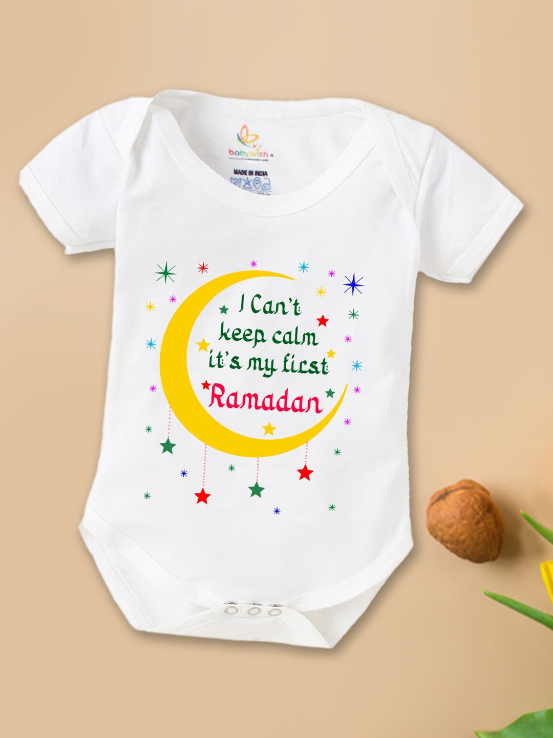 

Babywish Infants Printed Comfortable Cotton Bodysuit, White