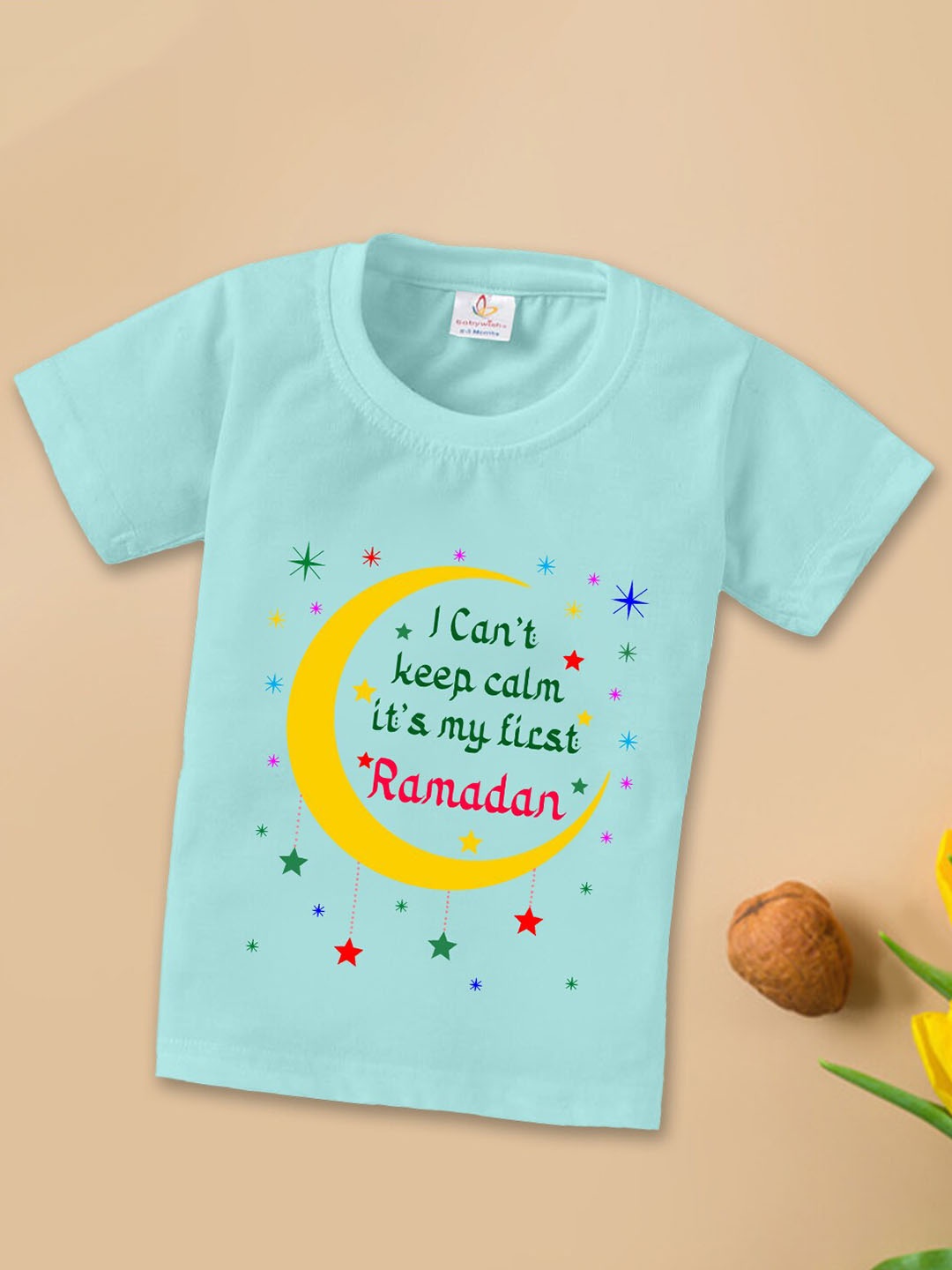 

Babywish Kids Relaxed Fit Typography Printed Cotton T-shirt, Sea green