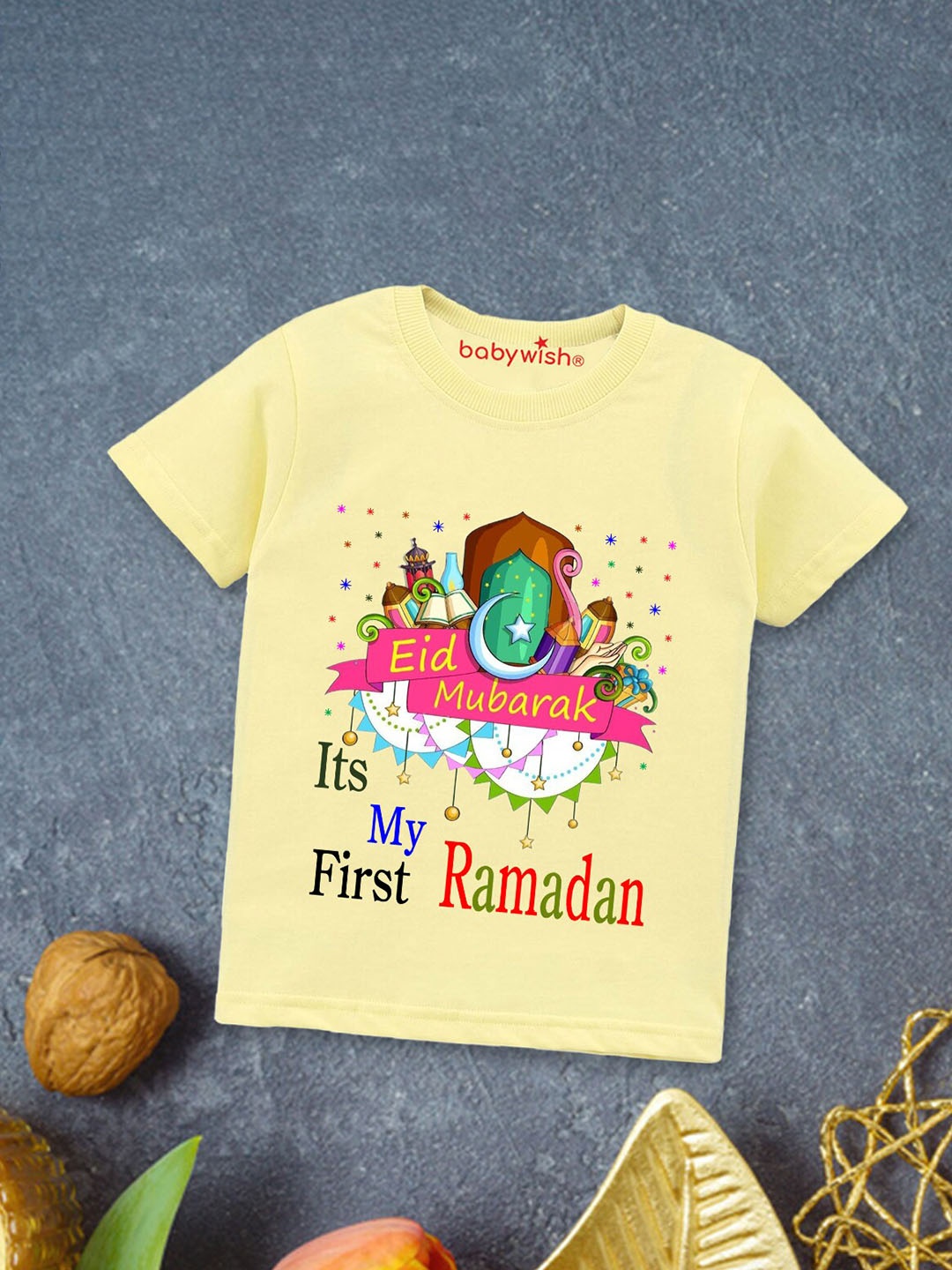

Babywish Kids Relaxed Fit Typography Printed Cotton T-shirt, Yellow