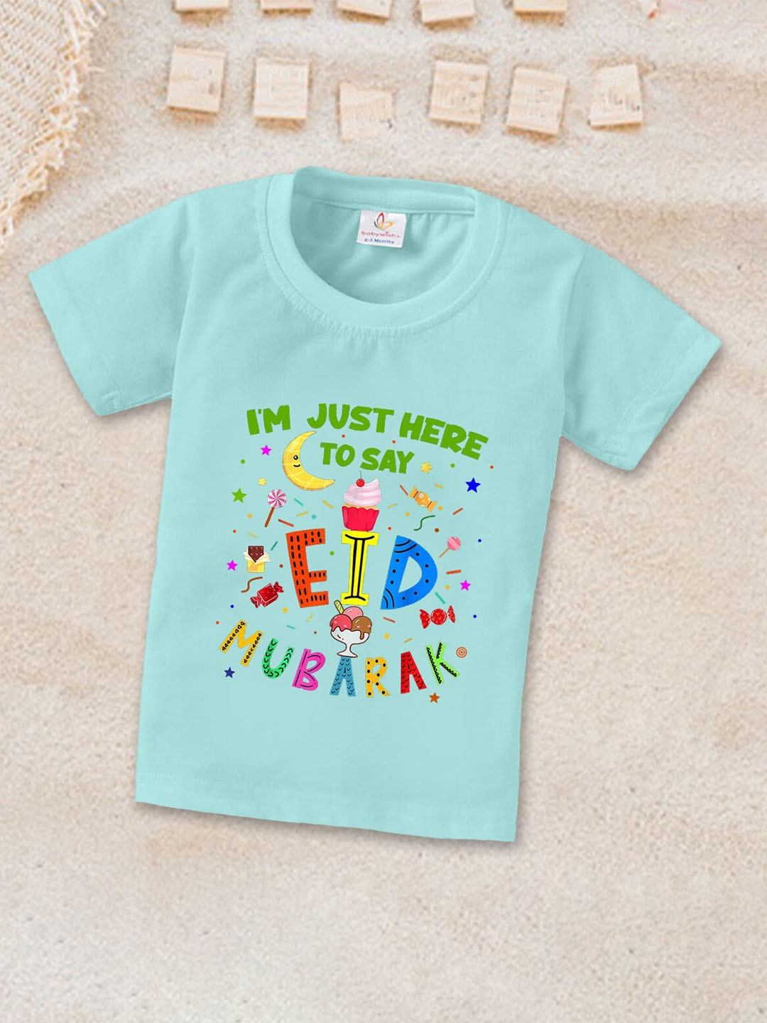 

Babywish Kids Relaxed Fit Typography Printed Cotton T-shirt, Sea green