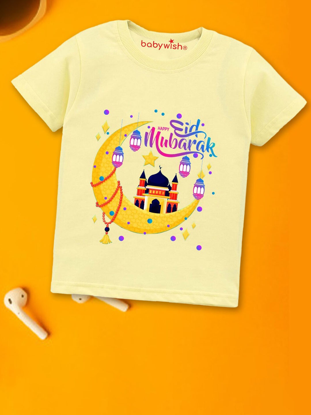 

Babywish Kids Relaxed Fit Graphic Printed Cotton T-shirt, Yellow