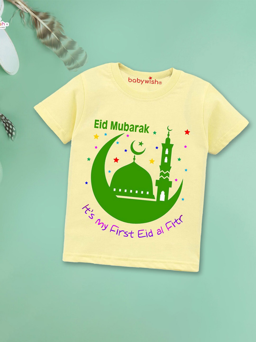 

Babywish Kids Relaxed Fit Graphic Printed Cotton T-shirt, Yellow