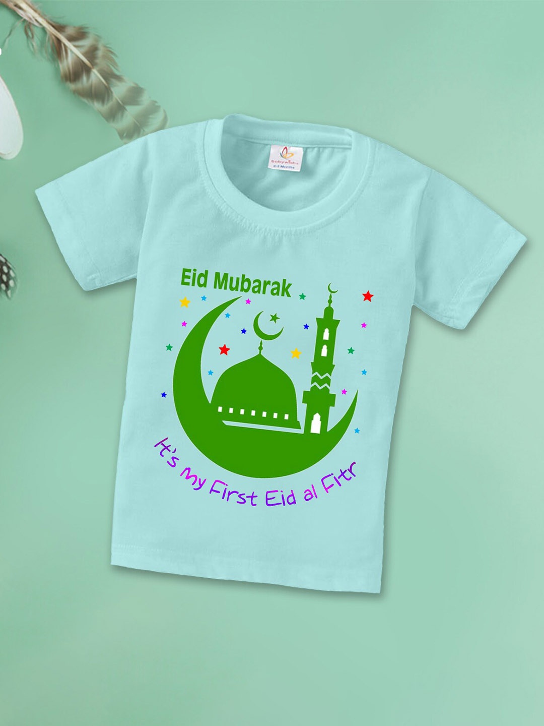 

Babywish Kids Relaxed Fit Graphic Printed Cotton T-shirt, Sea green
