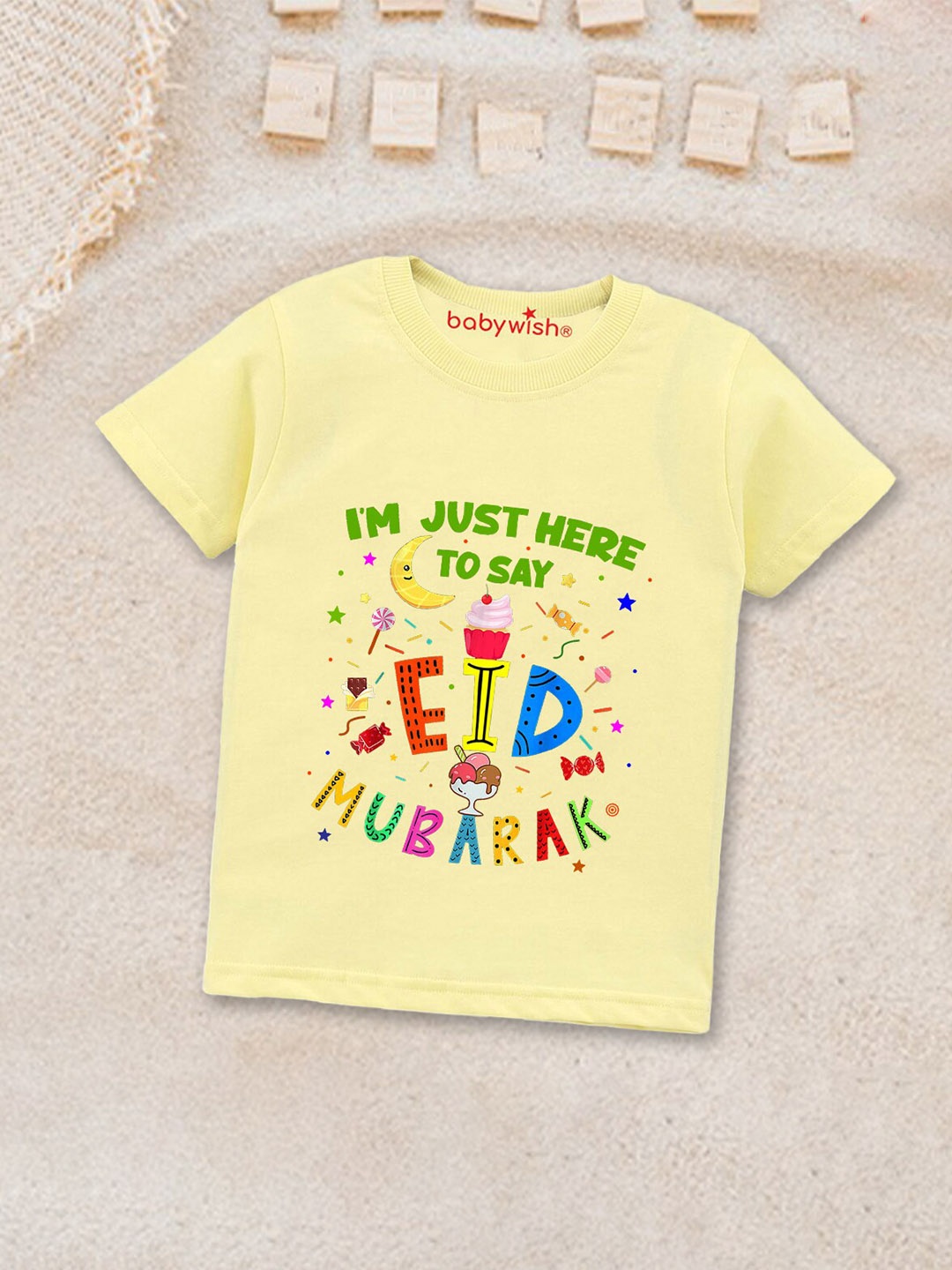 

Babywish Kids Relaxed Fit Typography Printed Cotton T-shirt, Yellow