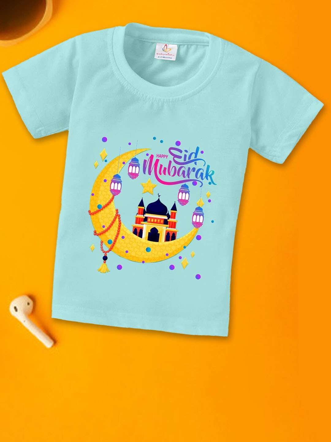 

Babywish Kids Relaxed Fit Typography Printed Cotton T-shirt, Sea green