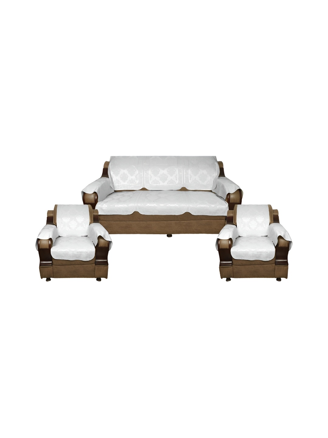 

MONKDECOR White 12 Pcs Printed Velvet Sofa Cover With Arms