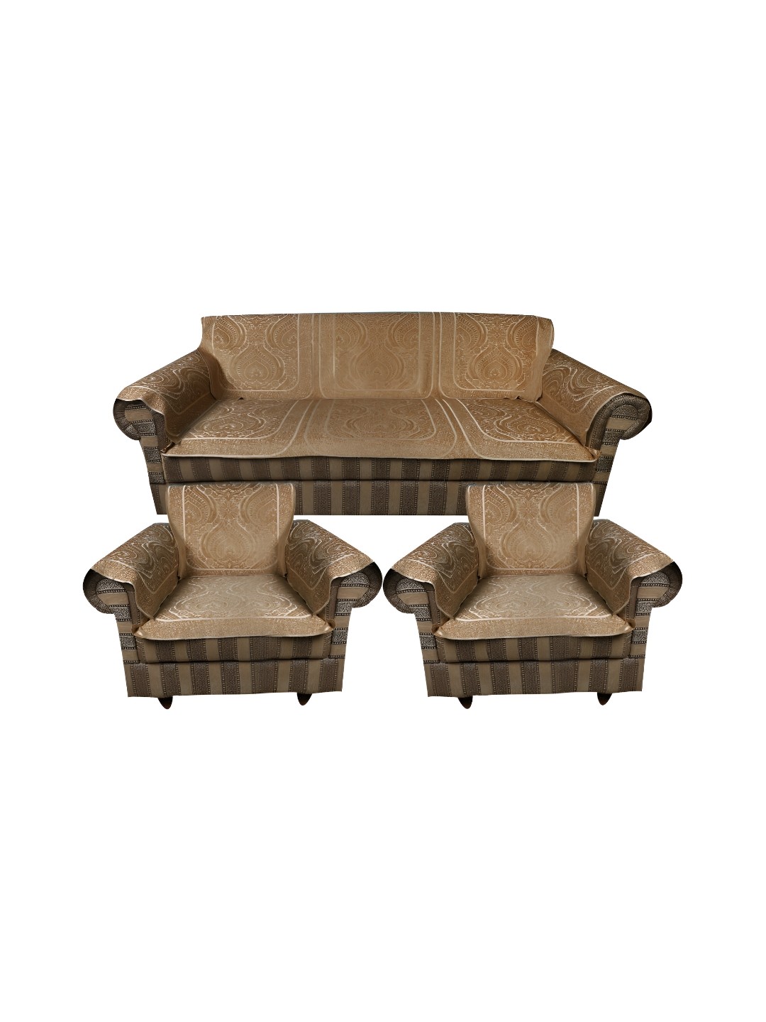

TANLOOMS Gold-Toned 12 Pcs Printed Velvet 5 Seater Sofa Cover With Arms