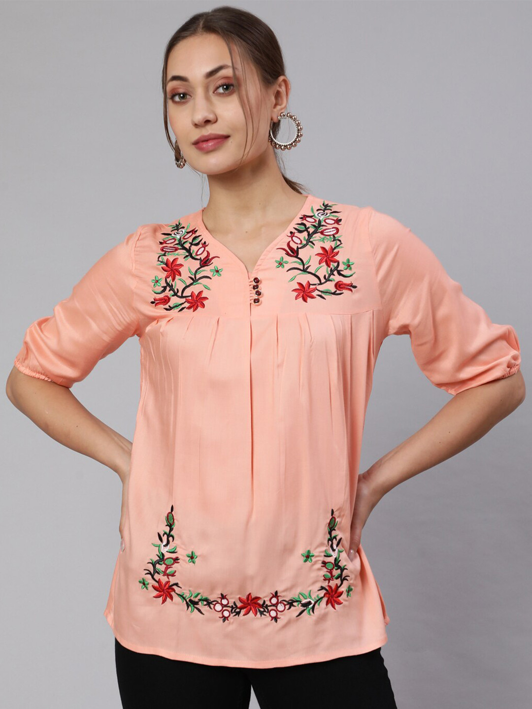

BAESD Floral Embroidered Top, Pink