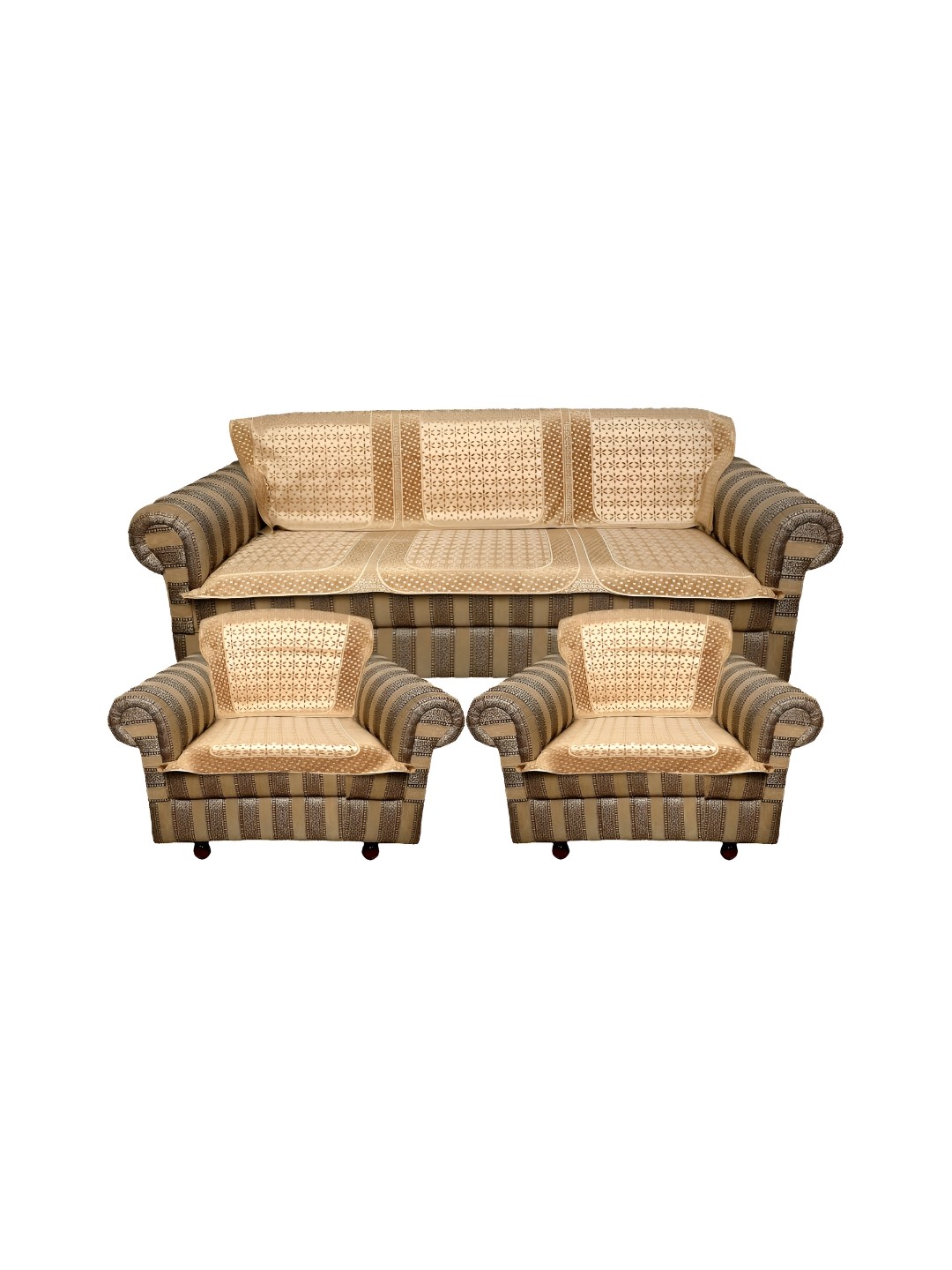 

TANLOOMS Gold-Toned & Brown 6 Pcs Velvet 5 Seater Sofa Cover