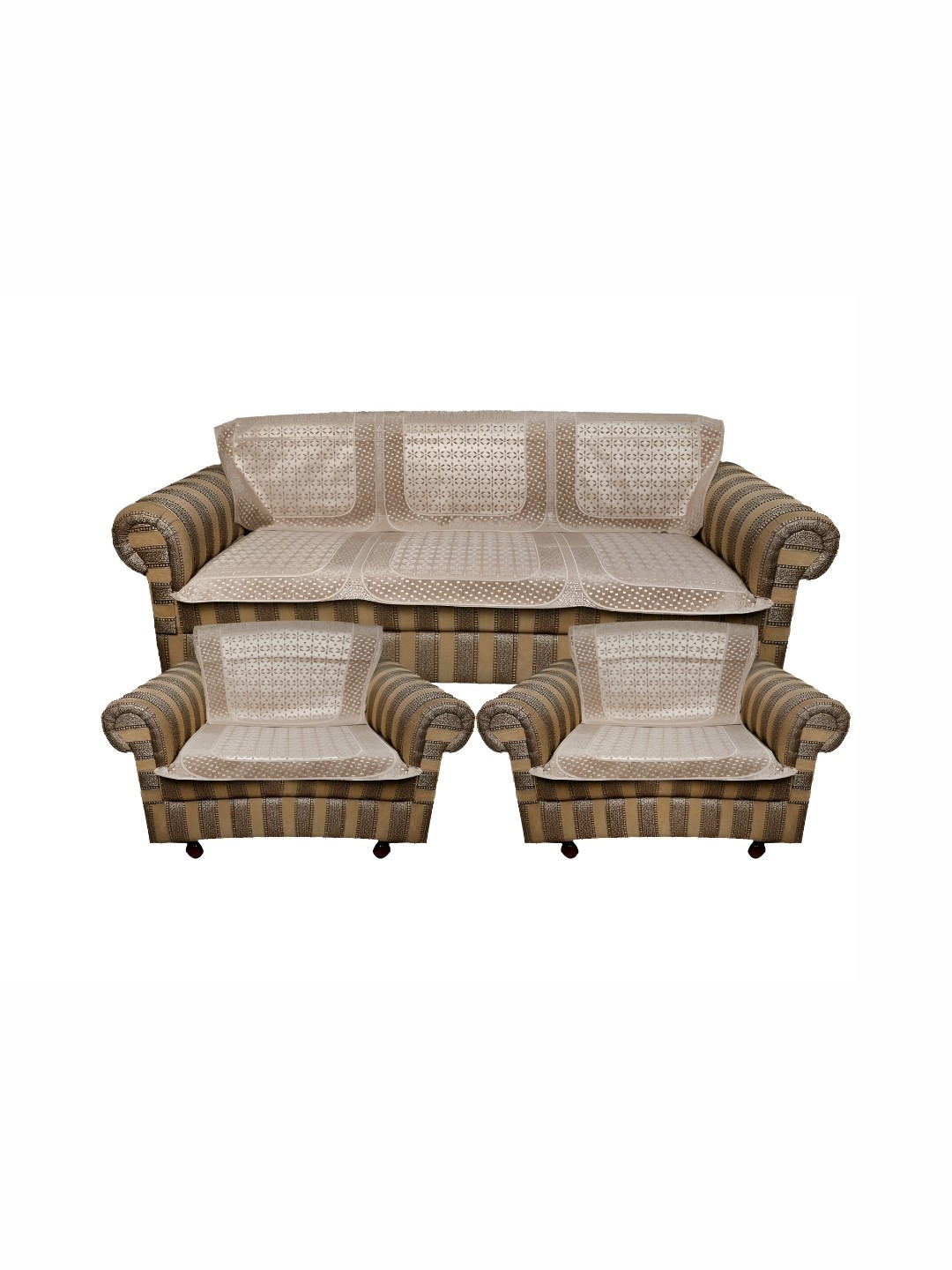 

TANLOOMS Beige 6 Pieces Velvet 5 Seater Sofa Cover